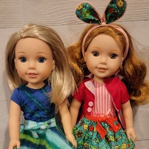 Wellie Wishers (2) by American Girl Doll  (  Camille and Willa) +Extra outfits